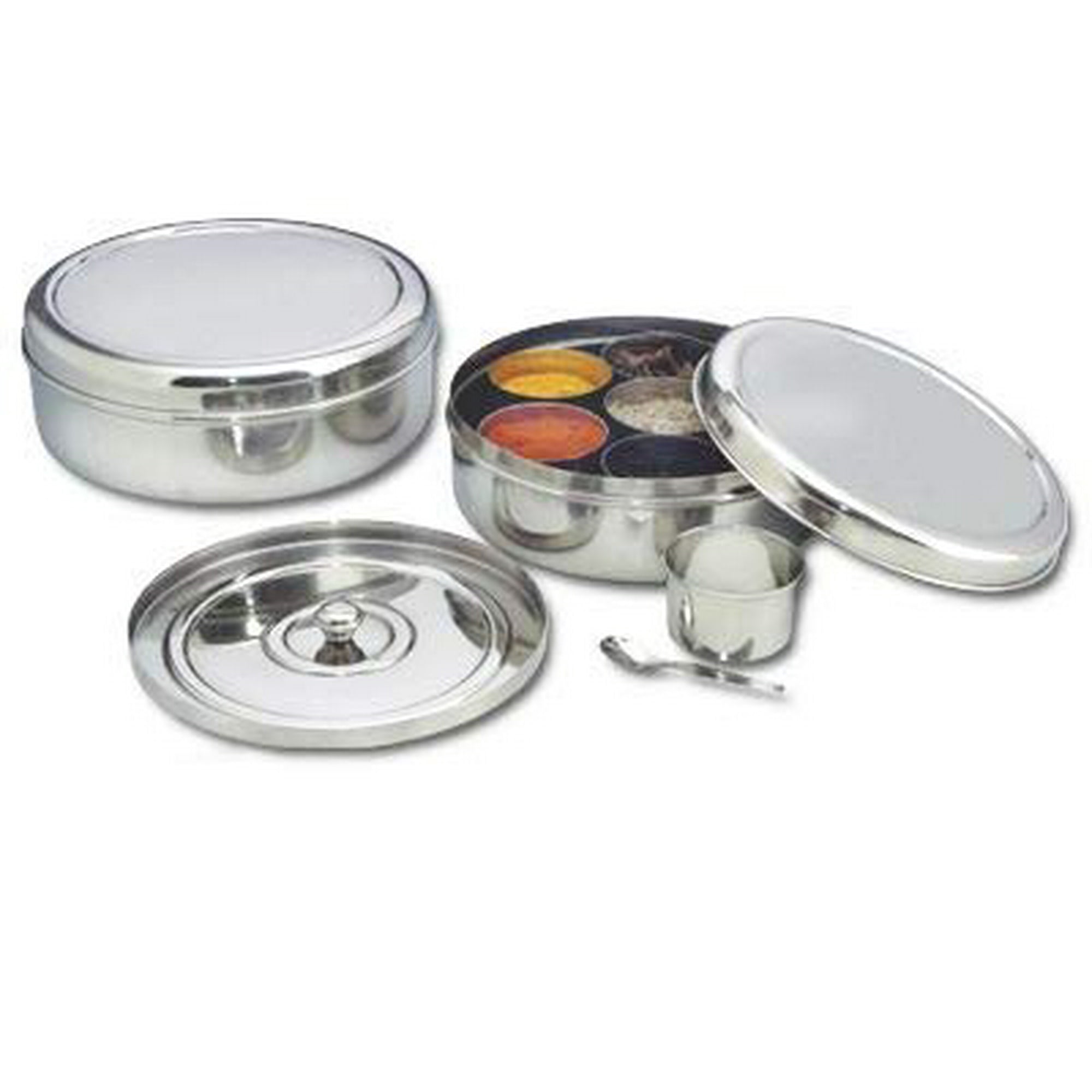 Spice Box Stainless Steel Indian Masala Dabba 7 Storage Container 1 spoon No.10